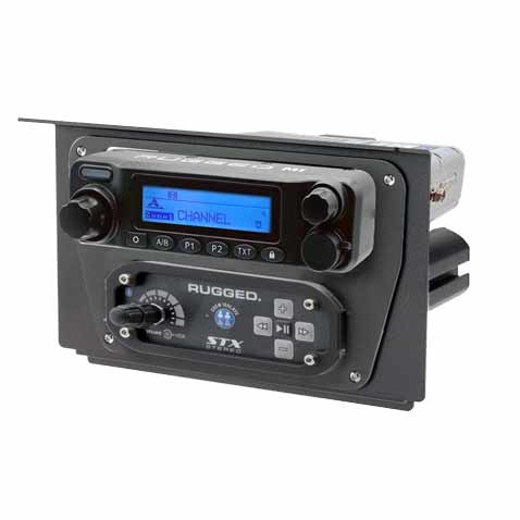 rugged radios polaris rzr xp1 dash mount stx stereo with business band radio 7