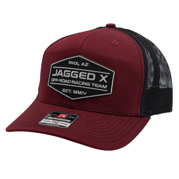 jagged x offroad trucker hat burgundy black 1