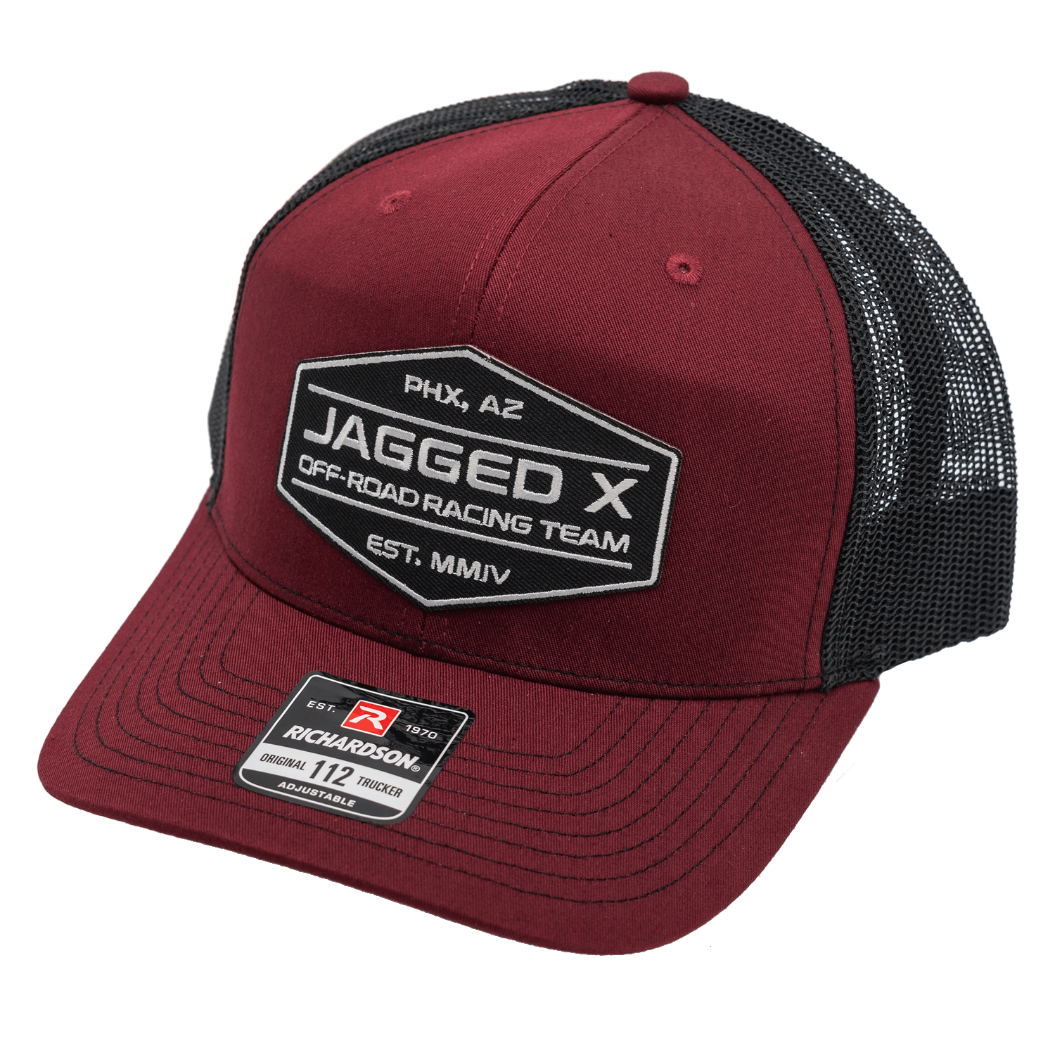 jagged x offroad trucker hat burgundy black 3