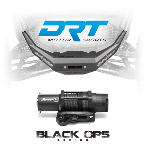 1 black ops winch and drt motorsports polaris pro r turbo r 2022 front winch bumper black combo