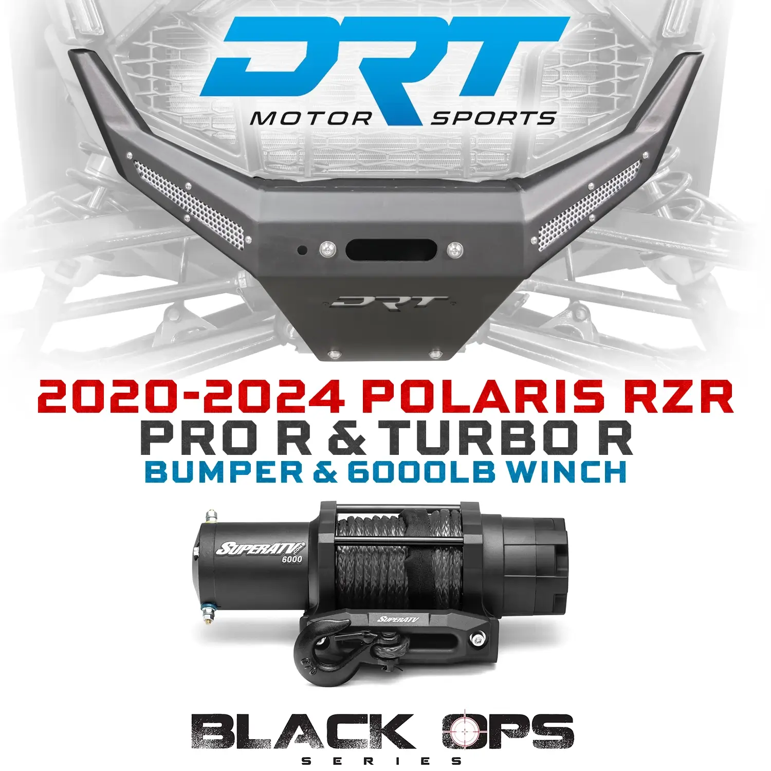 drt motorsports front winch bumper black ops winches 6000 lb utv winch