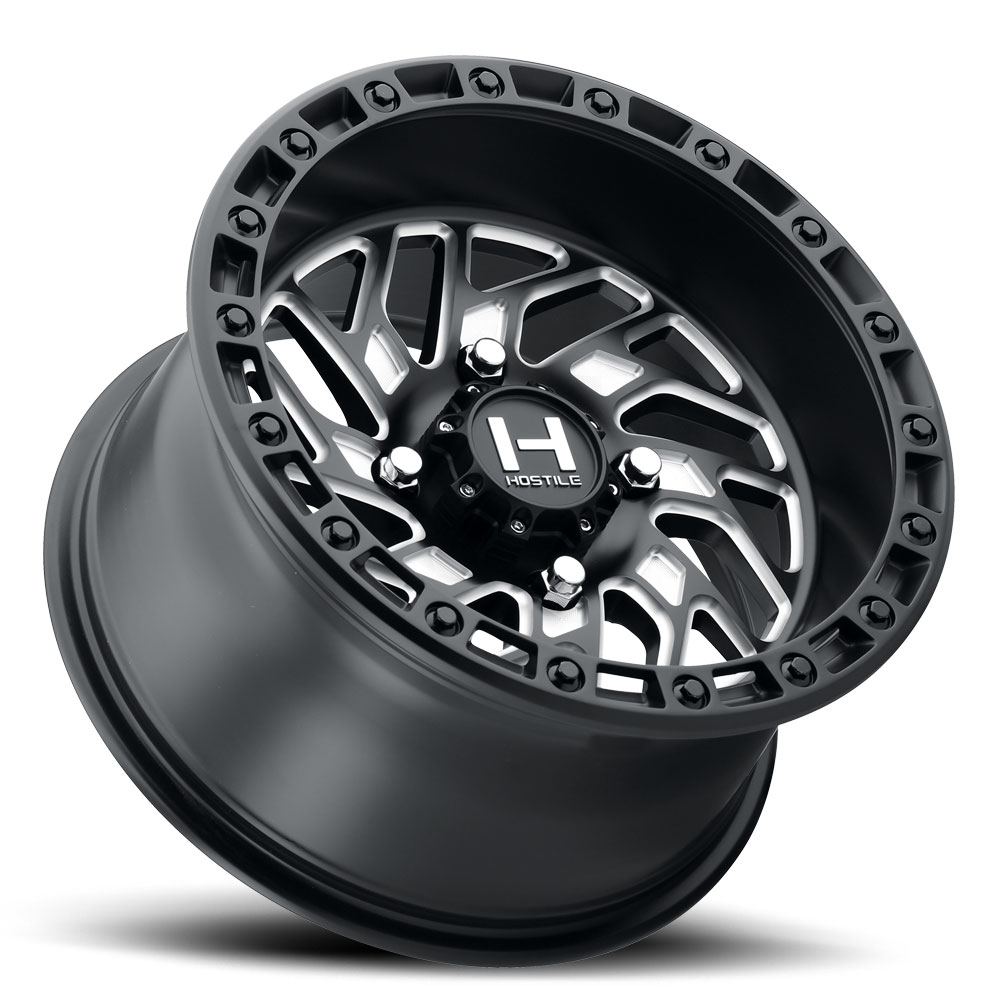 hostile wheels h116 jigsaw utv full satin black milled 1