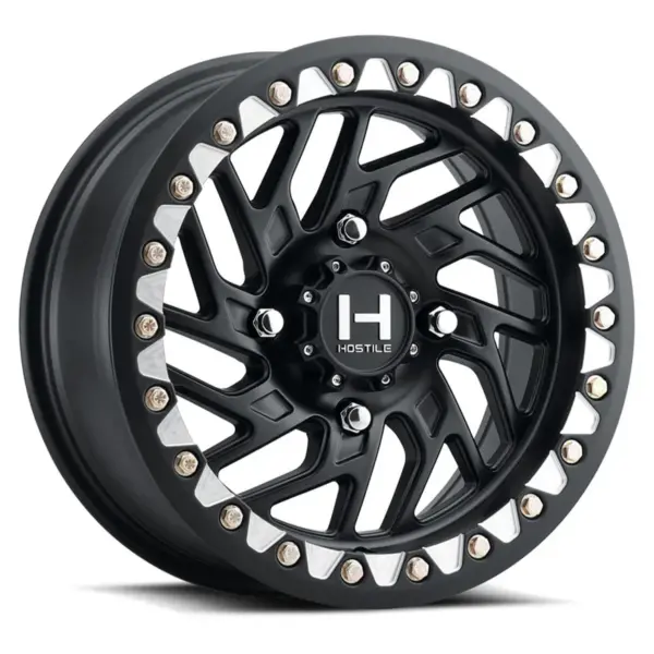 hostile wheels h316 jigsaw utv beadlock full satin black