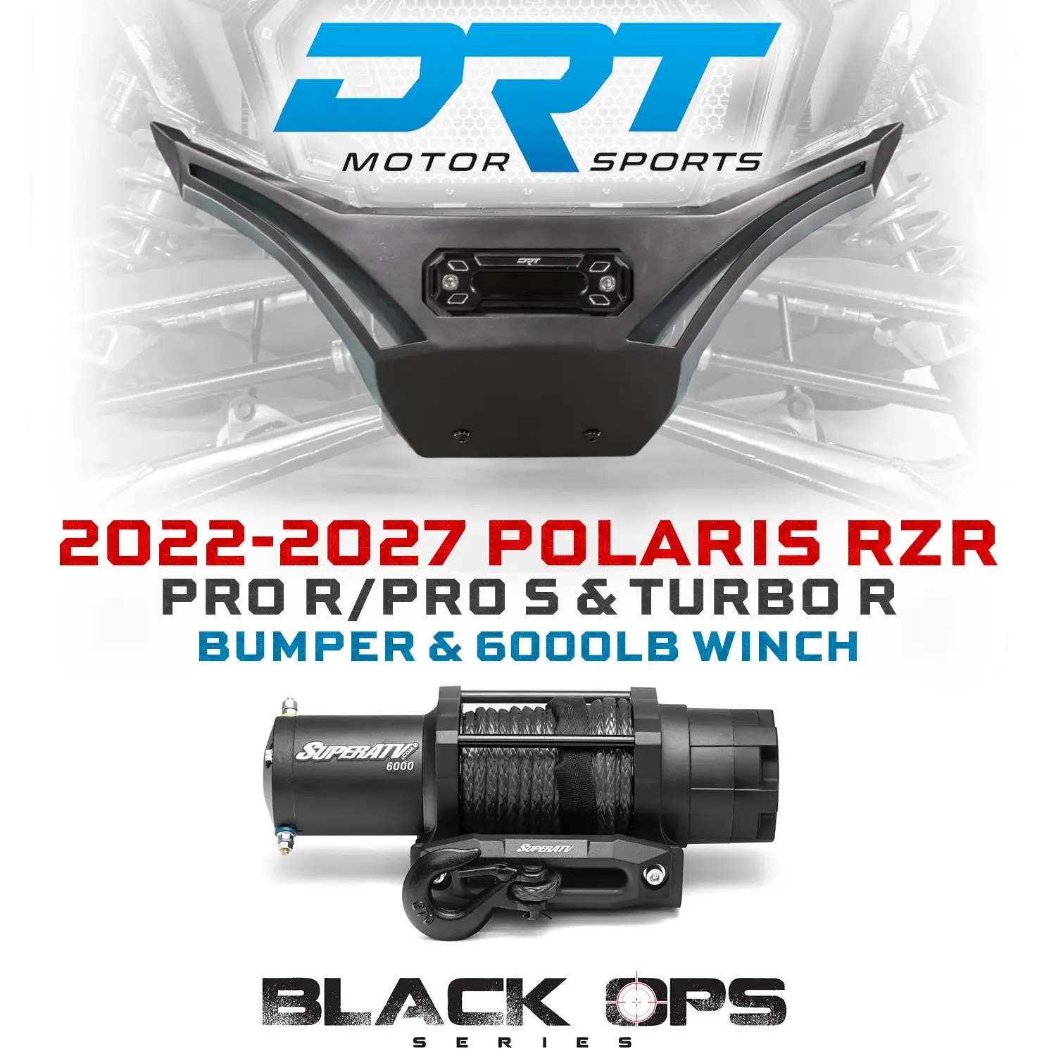 drt motorsports front winch v2 bumper black ops winches 6000 lb utv winch polaris rzr pro r turbo r