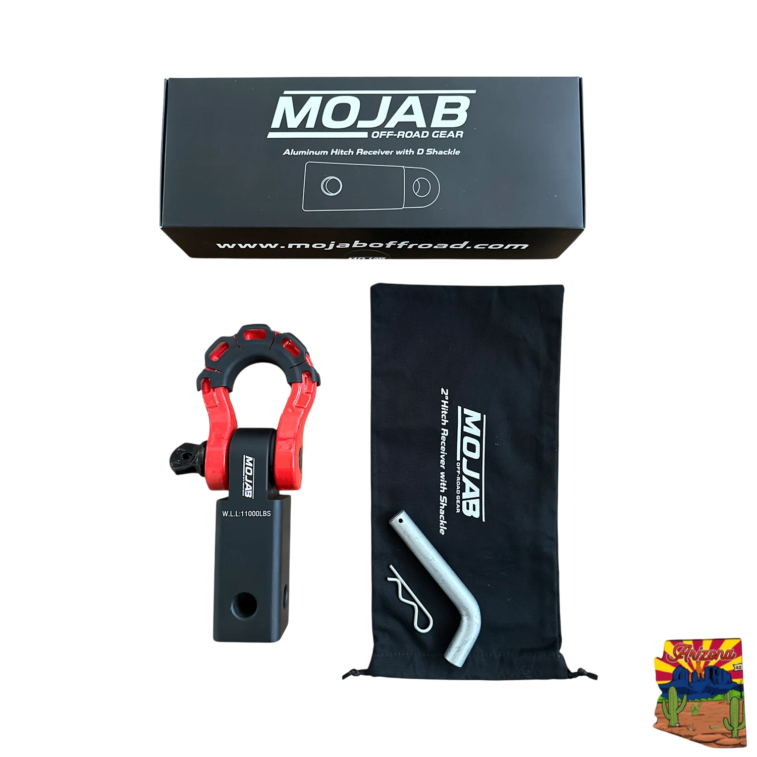 mojab offroad 2 aluminum hitch receiver with steel d shackle 8