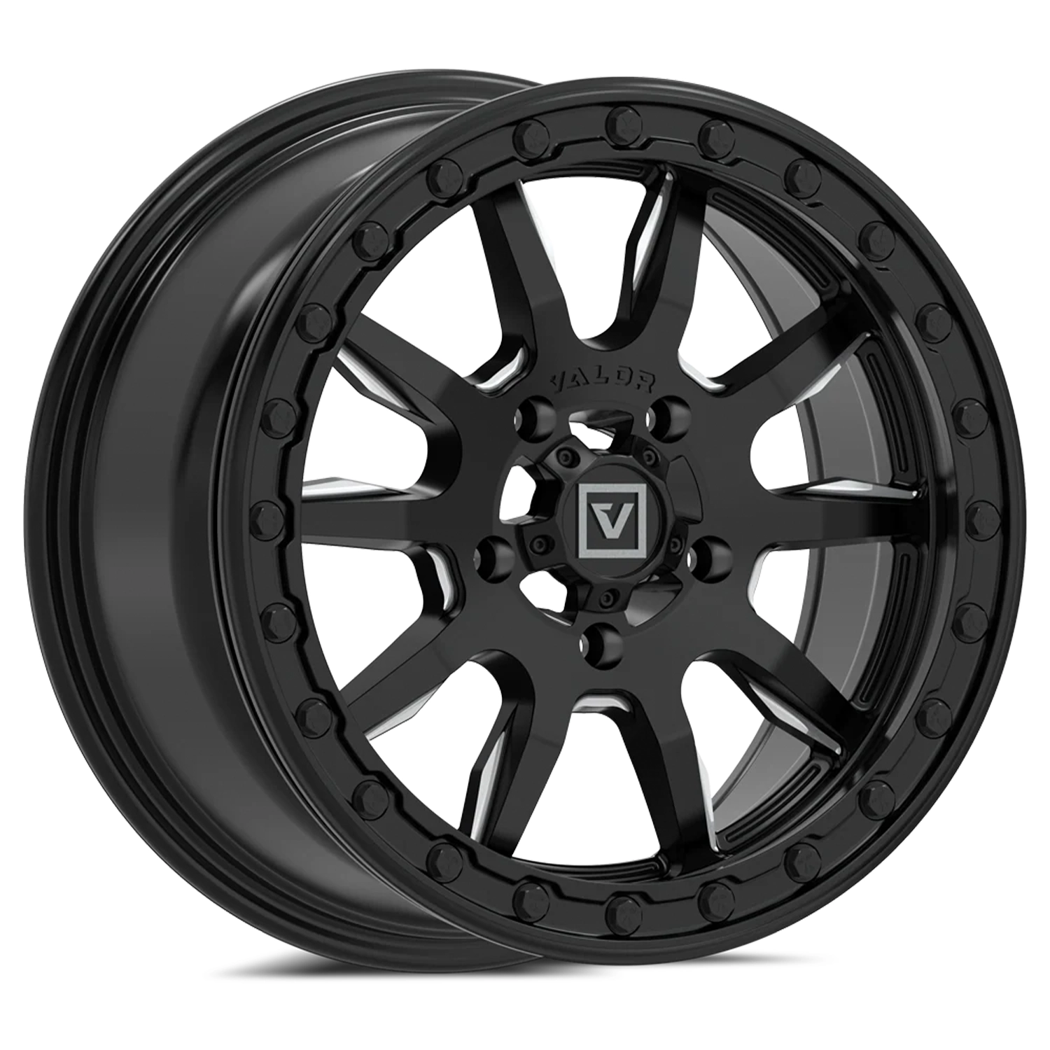 valor offroad v15 beadlock utv wheel satin black 1