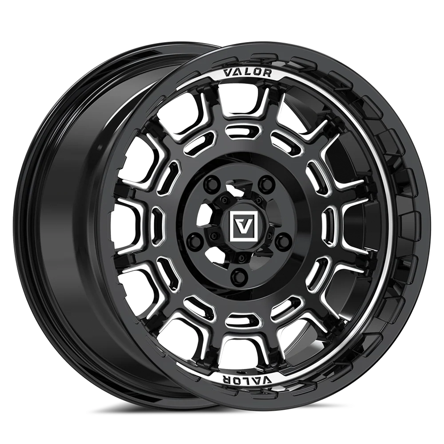 valor offroad v17 utv wheel gloss black milled 1