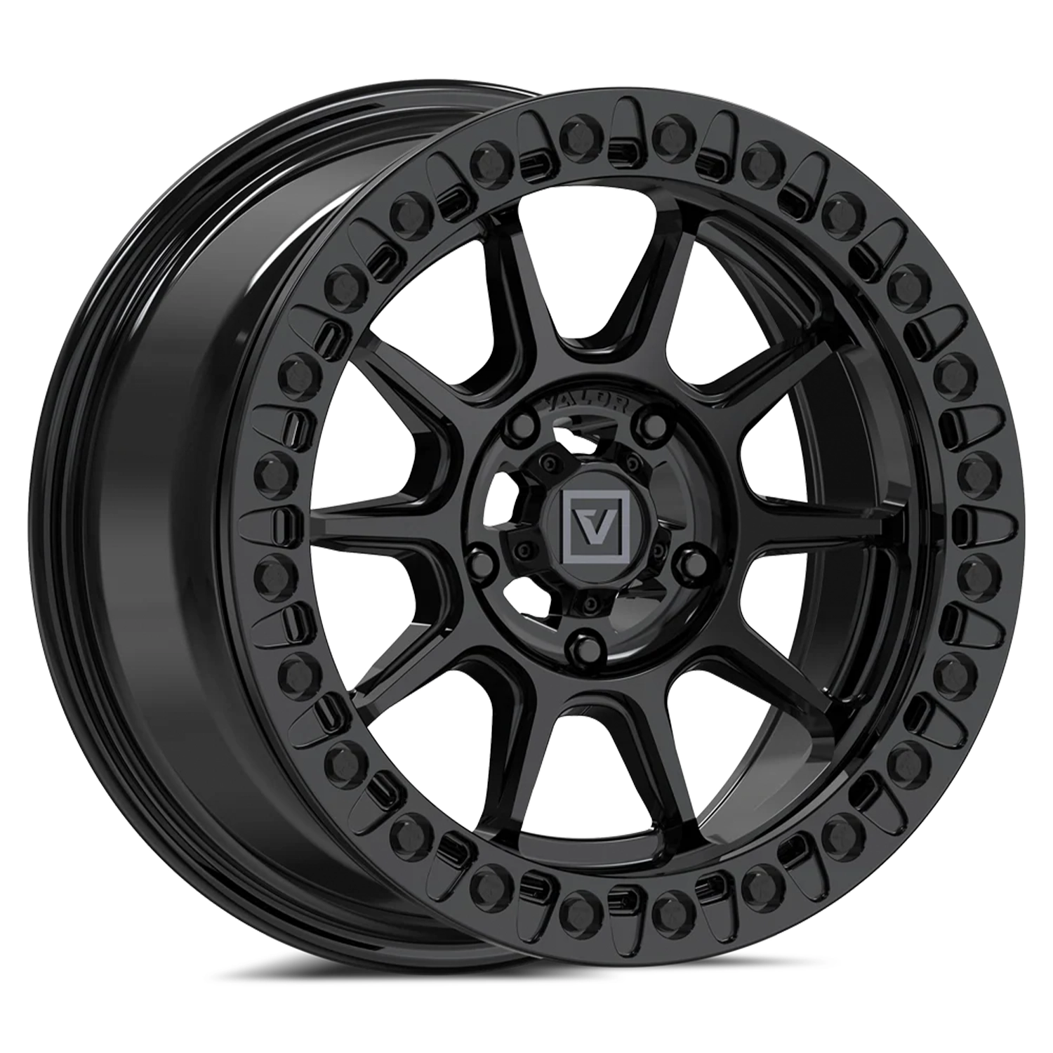 valor offroad v18 beadlock utv wheel gloss black 1
