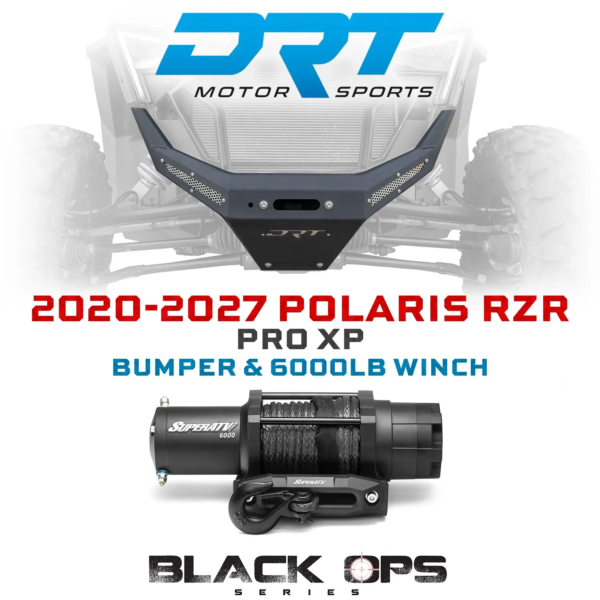 DRT Motorsports Front Winch Bumper & Black Ops Winches 6000 Lb. UTV Winch Polaris RZR Pro XP